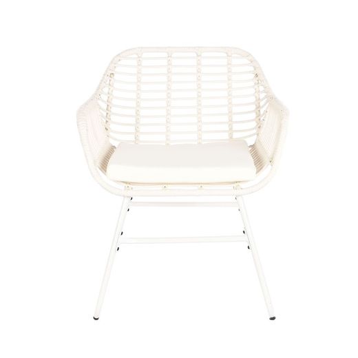 Set of synthetic rattan and metal garden armchairs in white, 124 x 74 x 84 cm | Sea Side