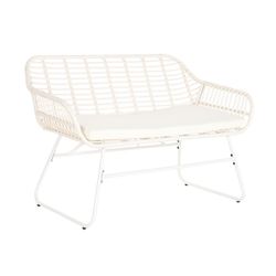 Set of synthetic rattan and metal garden armchairs in white, 124 x 74 x 84 cm | Sea Side