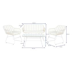 Set of synthetic rattan and metal garden armchairs in white, 124 x 74 x 84 cm | Sea Side