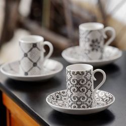 Black and white porcelain coffee set, 17 x 17 x 17 cm | Portuguese Road