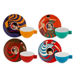 Porcelain coffee set in multicolor, 11.2 x 11.2 x 3.9 cm | Cinema Potuguês