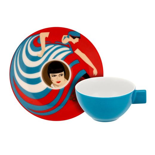 Porcelain coffee set in multicolor, 11.2 x 11.2 x 3.9 cm | Cinema Potuguês