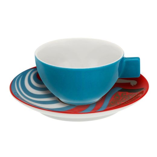 Porcelain coffee set in multicolor, 11.2 x 11.2 x 3.9 cm | Cinema Potuguês