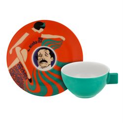 Porcelain coffee set in multicolor, 11.2 x 11.2 x 3.9 cm | Cinema Potuguês