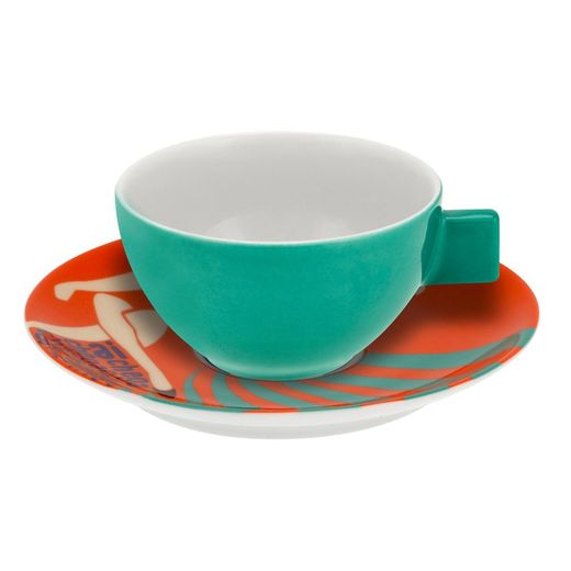 Porcelain coffee set in multicolor, 11.2 x 11.2 x 3.9 cm | Cinema Potuguês