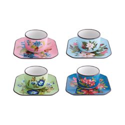 Porcelain coffee set in multicolor, 12.6 x 12.6 x 4.9 cm | Fête vos Jeux