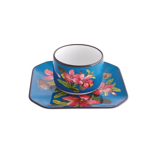 Porcelain coffee set in multicolor, 12.6 x 12.6 x 4.9 cm | Fête vos Jeux