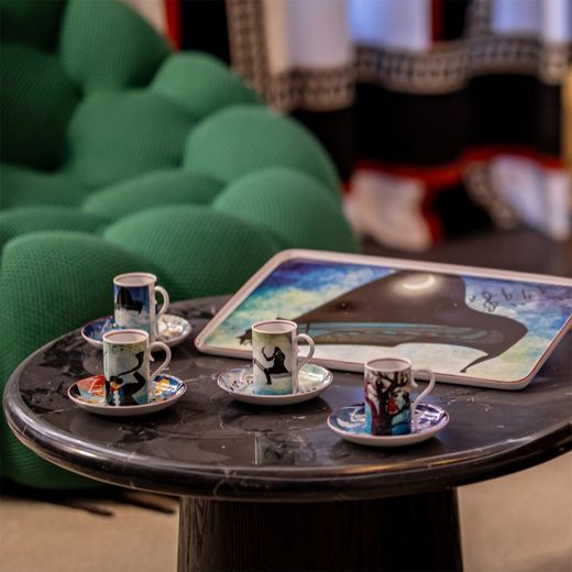 Porcelain coffee set in multicolour, 12.8 x 12.8 x 7.6 cm | For Beethoven