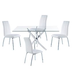 Dining set, 1 rectangular dining table and 4 chairs | Thunder-Betty