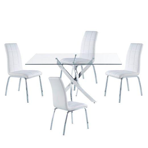 Eetset, 1 rechthoekige eettafel en 4 stoelen | Donder-Betty
