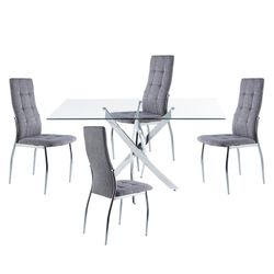Σετ τραπεζαρίας, 1 ορθογώνια τραπεζαρία και 4 καρέκλες | Θάντερ - Νταϊάνα