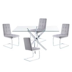 Dining set, 1 rectangular dining table and 4 chairs | Thunder-Vanity