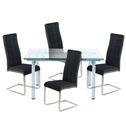 Eetset, 1 uitschuifbare tafel en 4 stoelen | Manhattan-komeet