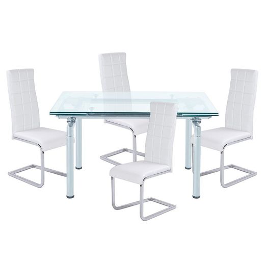 Dining set, 1 extendable table and 4 chairs | Manhattan-Comet