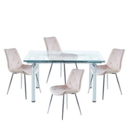 Ensemble de salle à manger, 1 table extensible et 4 chaises | Manhattan-Marlène