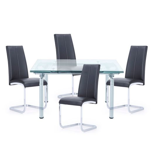 Ensemble de salle à manger, 1 table extensible et 4 chaises | Manhattan-Sourire