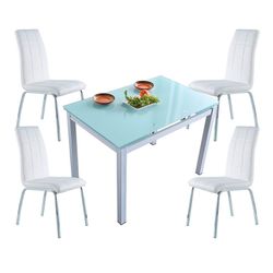 Dining set, 1 extendable table and 4 chairs | Milan - Betty