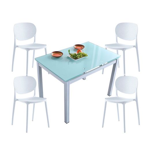 Conjunto de jantar, 1 mesa extensível e 4 cadeiras | Milão - Corey
