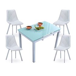 Ensemble de salle à manger, 1 table extensible et 4 chaises | Milan - Diamant