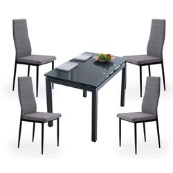 Eetset, 1 uitschuifbare tafel en 4 stoelen | Milaan - Nice