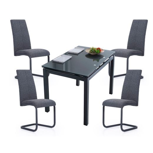 Dining set, 1 extendable table and 4 chairs | Milan - Smile