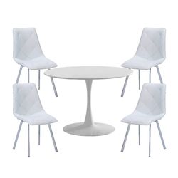 Dining set, 1 round table and 4 chairs | Gina-Diamond
