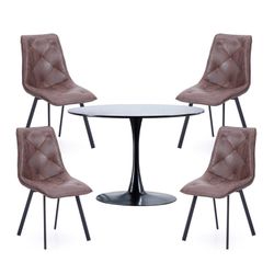 Ensemble repas, 1 table ronde et 4 chaises | Gina-Diamant
