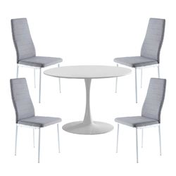 Dining set, 1 round table and 4 chairs | Gina - Nice