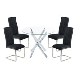 Zestaw do jadalni, 1 okrągły stół i 4 krzesła | Kometa grzmotu