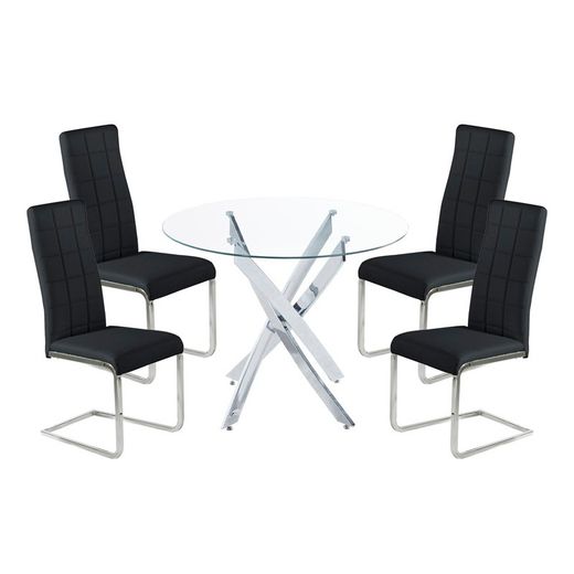 Zestaw do jadalni, 1 okrągły stół i 4 krzesła | Kometa grzmotu