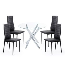 Dining set, 1 round table and 4 chairs | Thunder - Nice