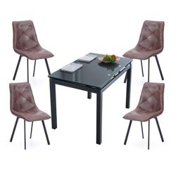 Dining set, 1 extendable table and 4 chairs | Milan - Diamond