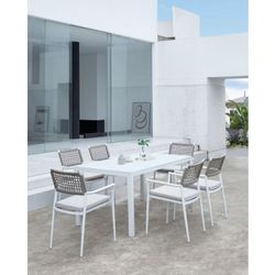 Garden dining set in white aluminum | Adin + Samoa