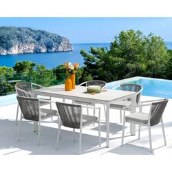 Garden dining set in white aluminum | Boori + Moana