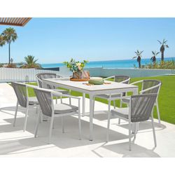 Garden dining set in white aluminum | Boori + Moana