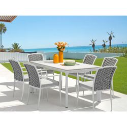 Garden dining set in white aluminum | Boori + Walga