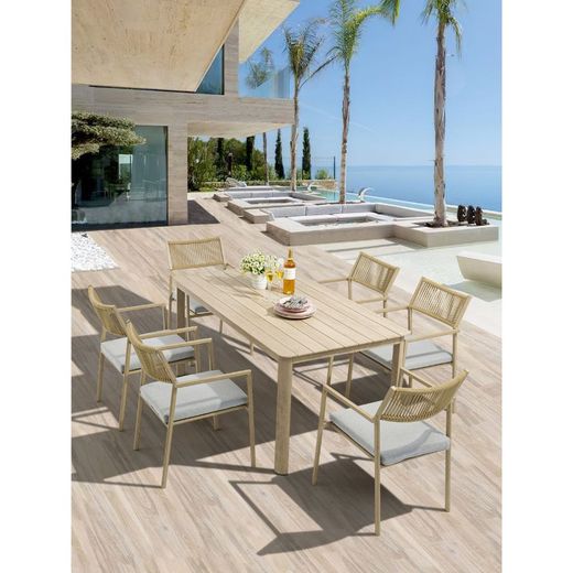 Garden dining set in natural color aluminum | harmony