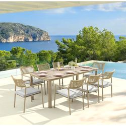 Conjunto de comedor de jardín en aluminio color natural | Harmony XL