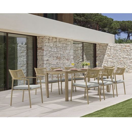 Conjunto de comedor de jardín en aluminio color natural | Harmony XL