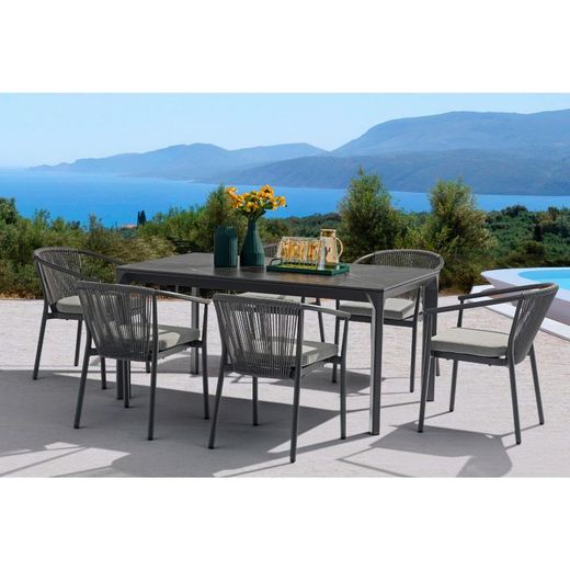 Set da pranzo da giardino in alluminio antracite | Boori+Moana