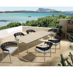 Garden dining set in natural aluminum | Sunset