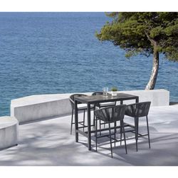 Aluminum and olefin rope patio dining set in anthracite | Meridian + Ukiah
