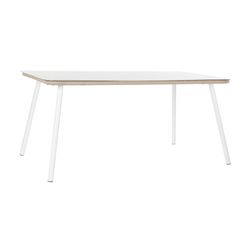 Aluminum and rope garden dining set in white and natural, 163 x 95 x 75 cm | Sea Side