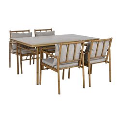 Aluminum and fabric garden dining set in natural and beige, 160 x 90 x 75 cm | Sea Side