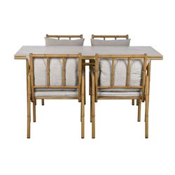 Aluminum and fabric garden dining set in natural and beige, 160 x 90 x 75 cm | Sea Side