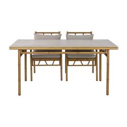 Aluminum and fabric garden dining set in natural and beige, 160 x 90 x 75 cm | Sea Side