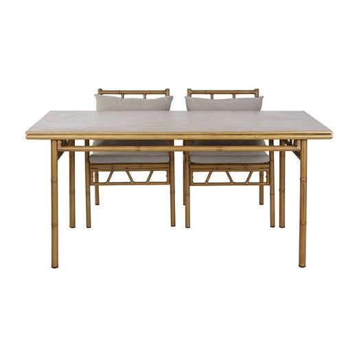 Aluminum and fabric garden dining set in natural and beige, 160 x 90 x 75 cm | Sea Side