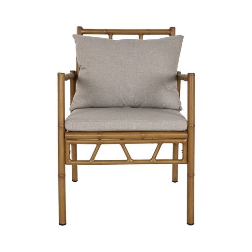 Aluminum and fabric garden dining set in natural and beige, 160 x 90 x 75 cm | Sea Side