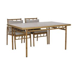 Aluminum and fabric garden dining set in natural and beige, 160 x 90 x 75 cm | Sea Side