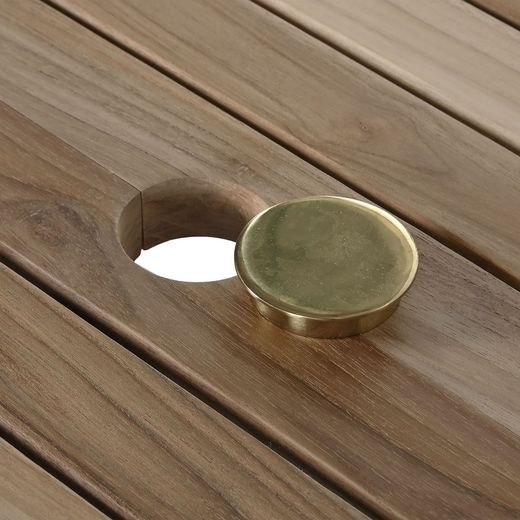 Ensemble de salle à manger de jardin en bois de teck naturel et blanc, 180 x 100 x 75 cm | Bord de mer